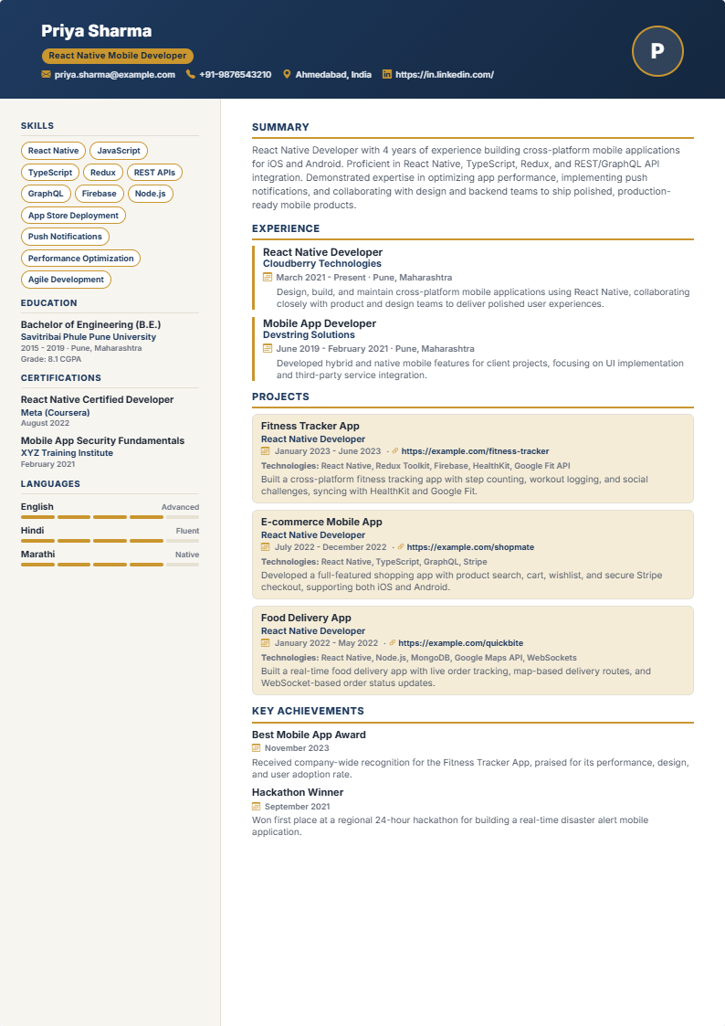 Distinguished resume template preview