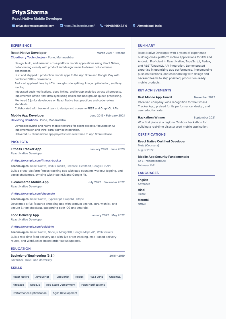 Dynamic resume template preview