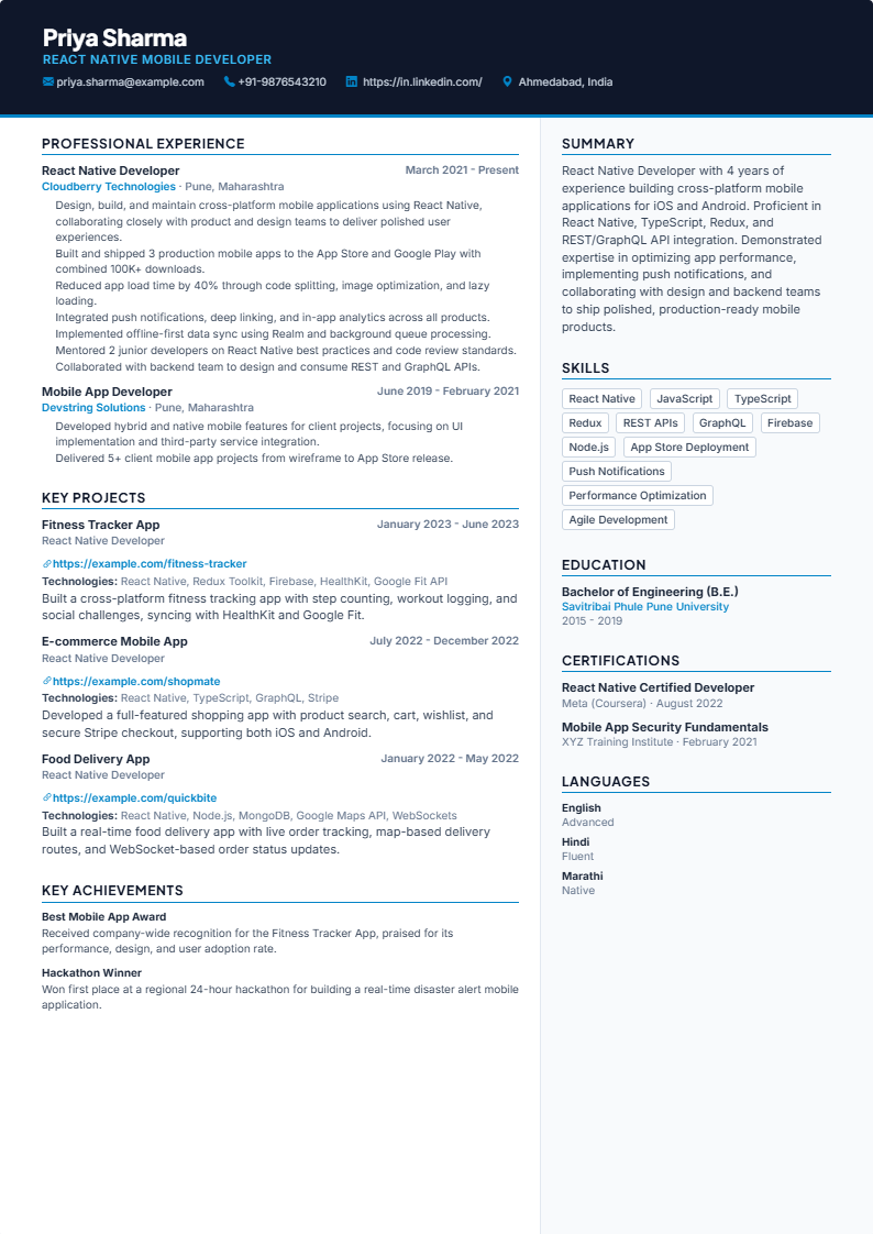 Bright resume template preview