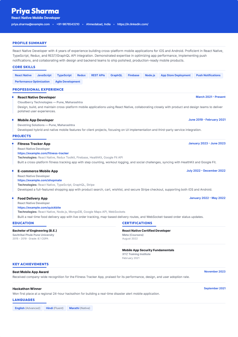 Minimalist Clean resume template preview